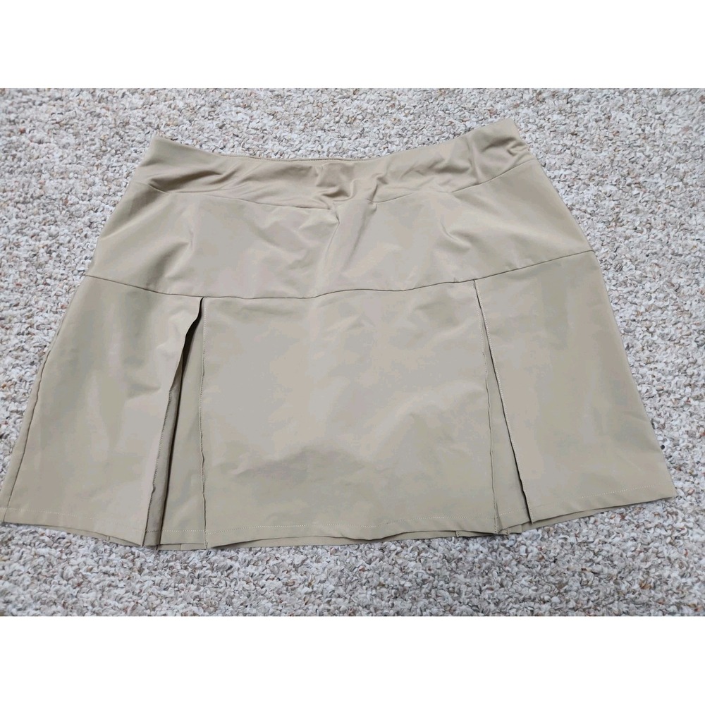 Lands End Womens Large Pleated Skort Tan Beige Athletic Golf Tennis 34x16